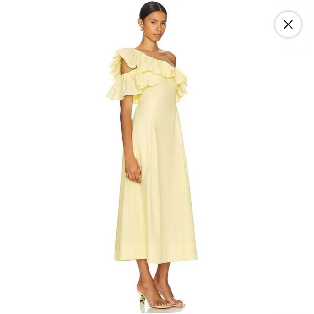 NWT Sovere One-Shoulder Bliss Midi Dress in Lemon